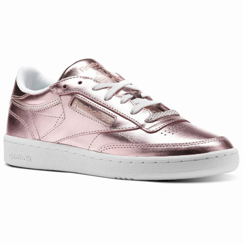 Reebok Club C 85 S Shine Shoes Womens Pink/Copper/White India XP3255TE